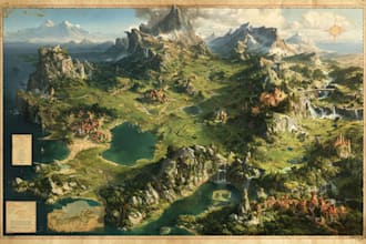 draw a fantasy map illustration