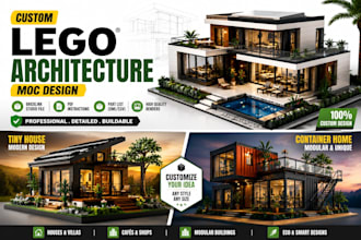 make custom lego tiny house, container home and modern modular architecture moc