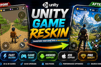 create unity game, unity game reskin, unity game environment, game development
