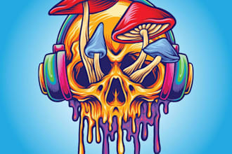 design psychedelic, stoner rock, trippy art style logo