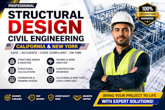 structural design, civil engineering for california and new york, city permit