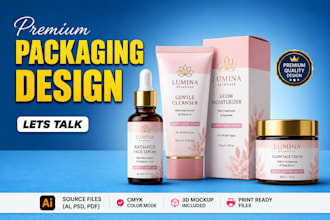 design cosmetic packaging, skincare labels, beauty product packaging, box design