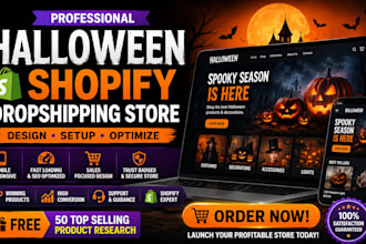 build create halloween shopify dropshipping store design website redesign