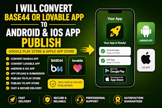 covert base44 or lovable app to android and ios app publish capacitor cordova