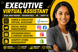 executive virtual assistant social media manager ghl shopify va instagram reels