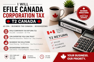 file canadian taxes personal tax t1 and business tax t2
