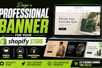 design a professional banner for your shopify store, website banner, hero image