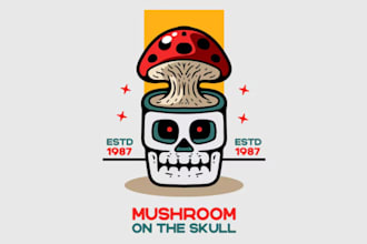 create mythical psychedelic retro vintage logo, illustration