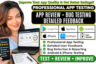 do mobile app review,  testing, and feedback for ios and android apps