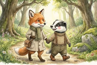 kinderbuch illustration, cartoon aquarell storybook art aquarell