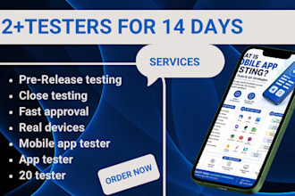 provide 12 testers 20 tester for google play console mobile app testing