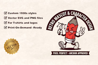 design retro mascot illustration or vintage character