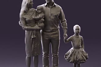 sculpt couple statue from pic,romance statue,family sculpt,3d print stl,zbrush