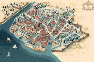 design a isometric 2d event map or illustrated maps