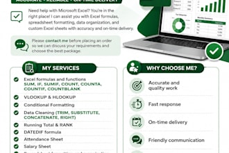 do microsoft excel formulas, data cleaning, formatting, and spreadsheet task