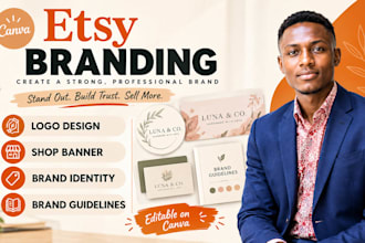 design etsy branding, etsy logo, shop banner and brand identity kit