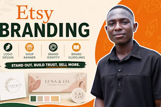design etsy branding, etsy logo, shop banner and brand identity kit