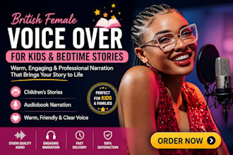 narrate children bedtime stories british female voice over audiobook narration