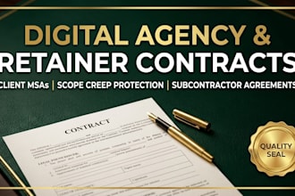 draft custom digital agency client contracts and retainer agreements