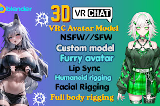 create custom vrchat avatar, vrc avatar, furry avatar, VR character, nsfw avatar