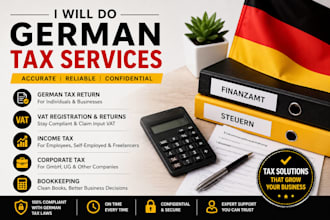 german tax return, vat, income tax, corporate tax, bookkeeping for businesses