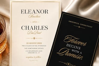 design luxury canva wedding invitation, rsvp and wedding signage