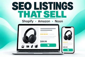 write SEO product descriptions and listings for shopify, amazon and noon