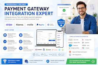 integrate stripe, klarna,mollie, paypal and custom payment gateway apis expertly