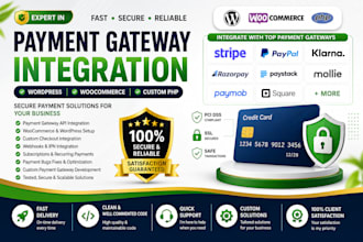 integrate stripe, klarna,mollie, paypal and custom payment gateway apis expertly