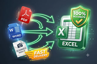 convert PDF word image and scanned documents to excel data entry