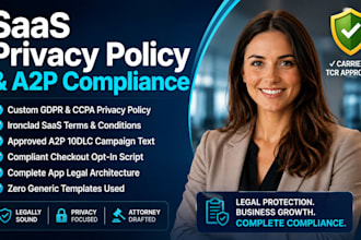 write saas privacy policy terms and conditions and a2p compliance