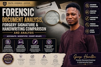 do forensic document analysis, forgery signature and handwriting comparison