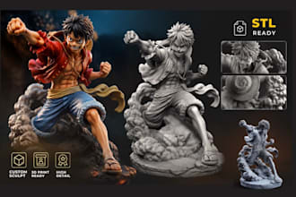 sculpt custom 3d printable action figure anime statue stl model for printing