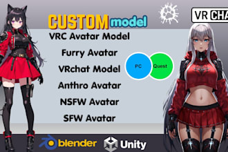 do custom vrchat furry avatar fursona facial rig 3d model vrc anime nsfw avatar