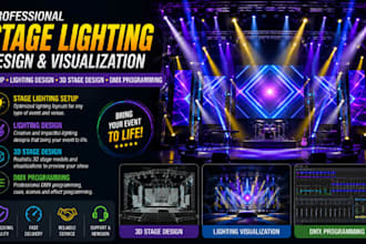 design stage lighting setup lighting design, 3d stage design and dmx programming