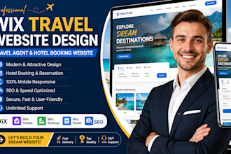 do wix website redesign, wix travel agent, vacation, wix hotel booking website