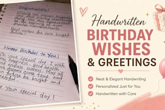 write handwritten birthday wishes and greeting messages