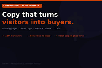 write persuasive landing page copy, sales copy and website