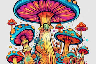 design psychedelic, funky, illustrative lettering logo