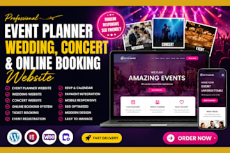 design event planner , wedding, concert and online booking website