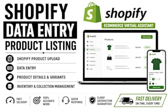shopify product listing data entry and ecommerce management