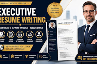 write an ats executive resume, c level cv, linkedin profile, and executive cv