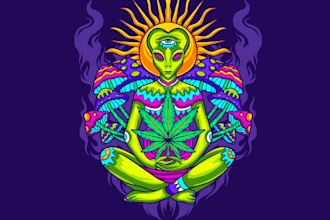 make psychedelic illustrations logo for business