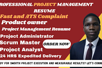 write a professional scrum master, agile, project management resume