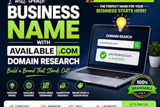 find a catchy business name and available domain for your startup