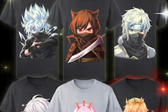 draw custom anime t shirt design for amazon merch or brands