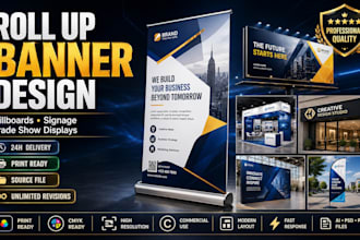 design retractable roll up banner, pull up banner, billboard and signage design