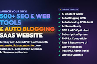 build SEO tools and web tools website with auto blogging and monetization