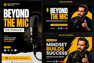 create a podcast flyer, podcast banner, podcast thumbnail
