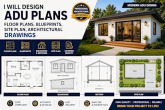 design adu plans, floor plans, blueprints, and site plan, architectural drawings